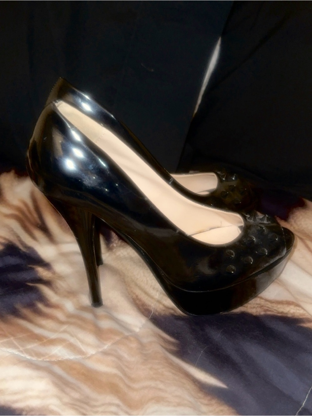 Rue21 Black Studded Peep-Toe Heels